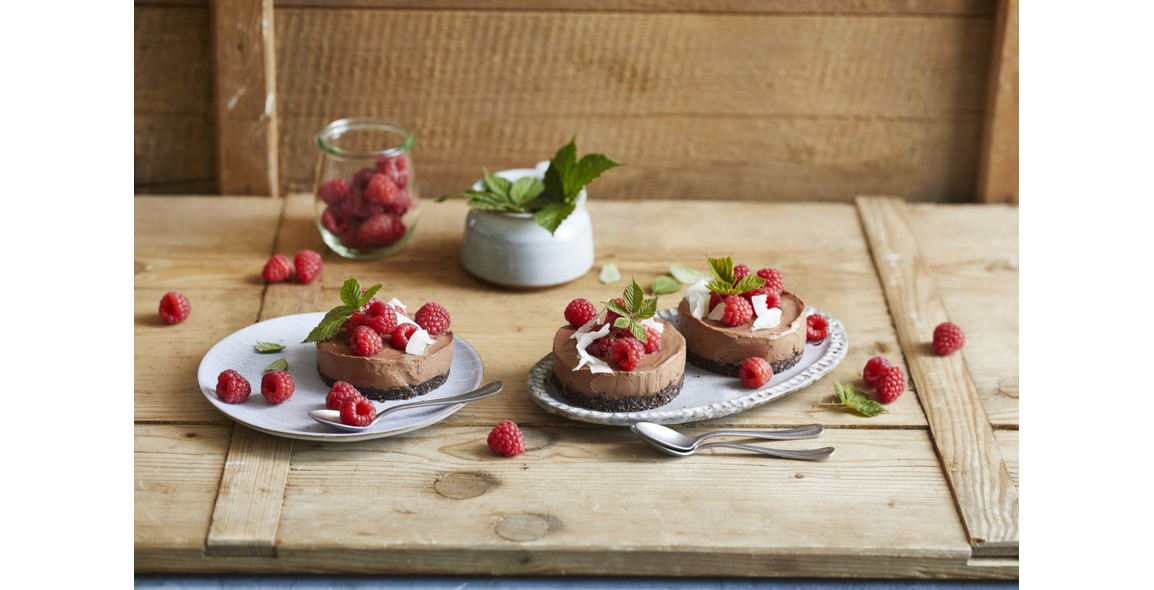 Tartelettes au chocolat et framboises (sans cuisson)